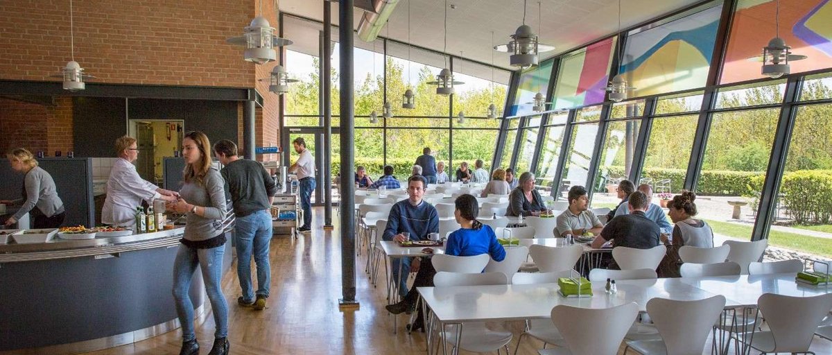 People eating in a canteen