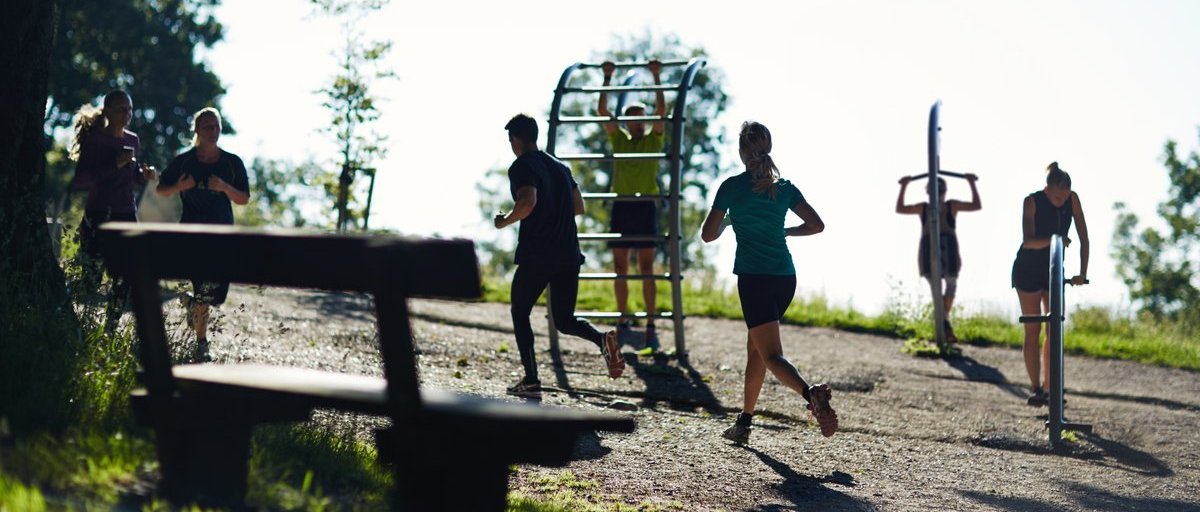 People doing outdoor fitness and running