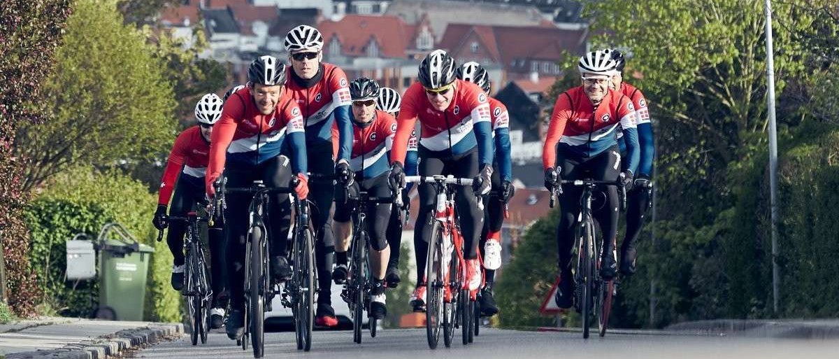 A group of men cycling