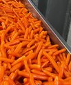 A large amount of carrots in a tray.