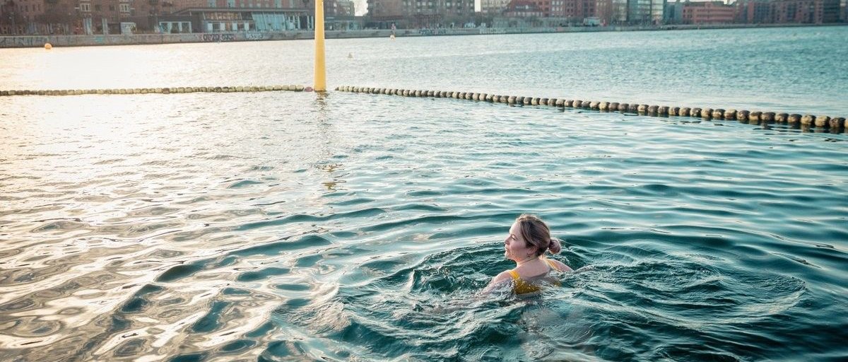 A woman winter bathing in Copenhagen